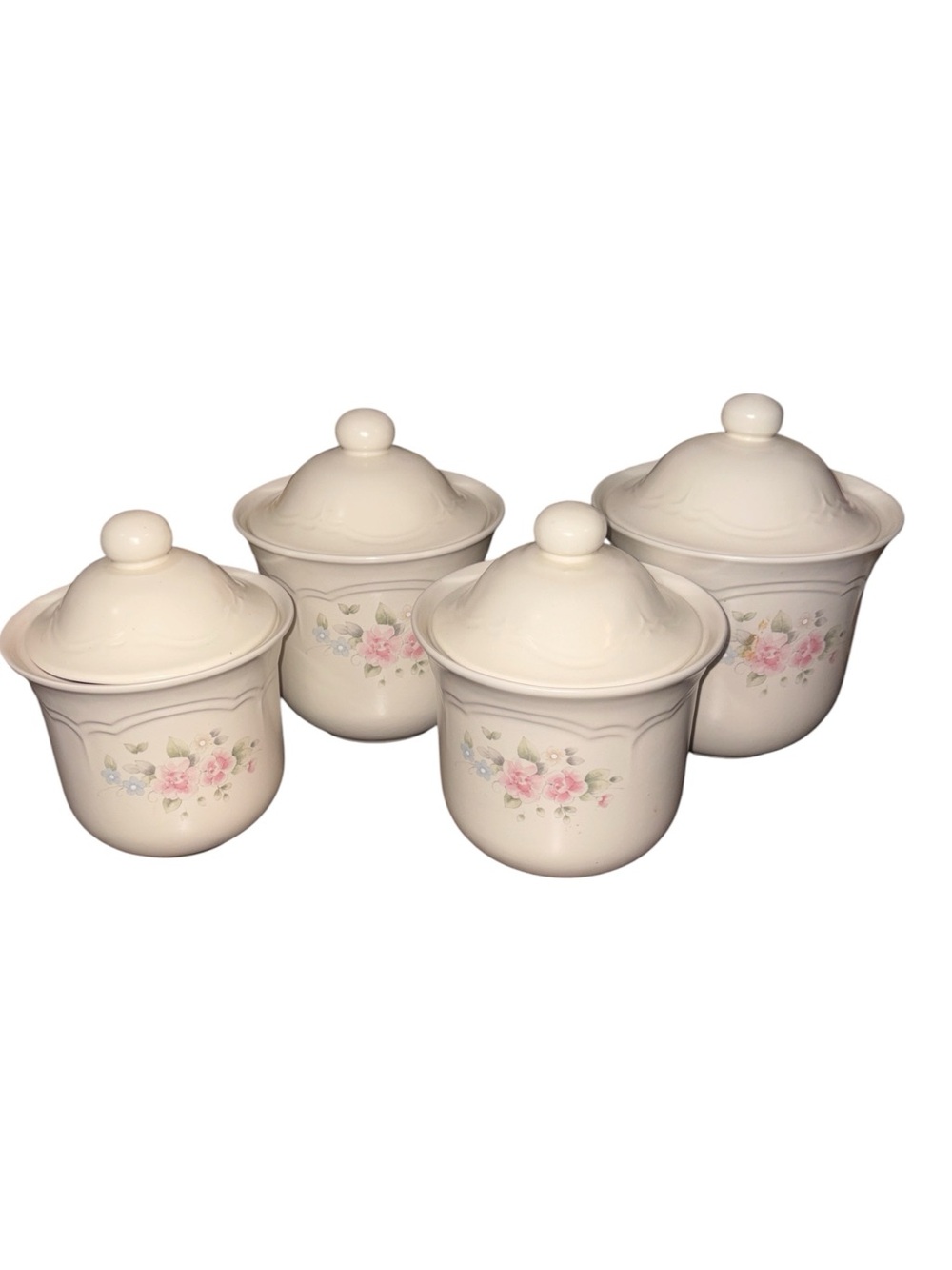 Vintage Pfaltzgraff Tea Rose stoneware Floral Ceramic canisters with Lids